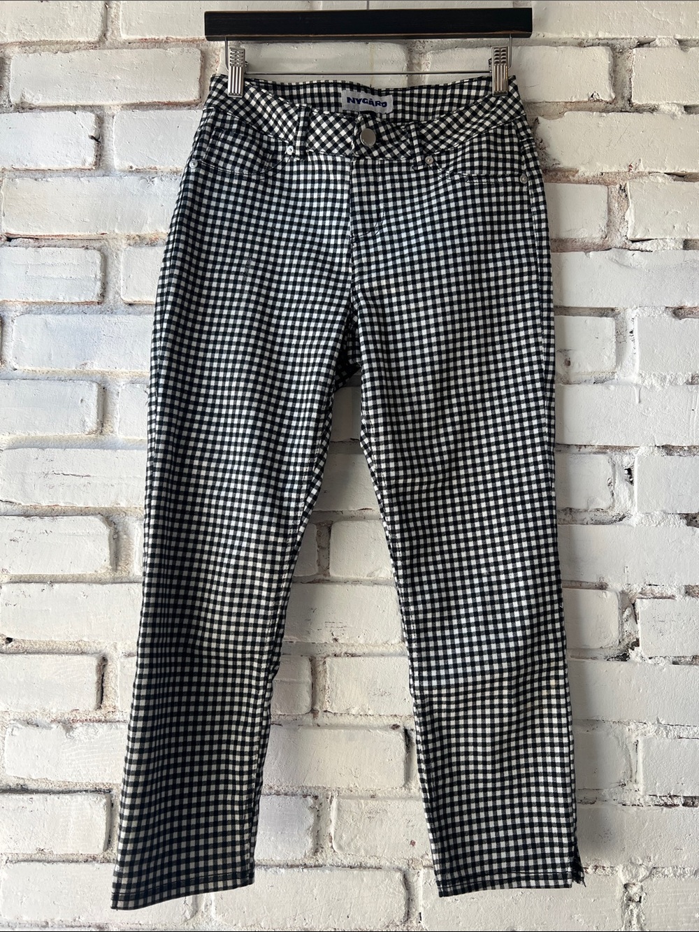 Nygard Gingham Ankle Jeans - Black & White skinny fit